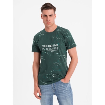 Ombre Clothing Мъжка тениска с печат и кръгло деколте - зелена Ombre Clothing | Zelen | МЪЖЕ | S