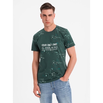 Ombre Clothing Мъжка тениска с печат и кръгло деколте - зелена Ombre Clothing | Zelen | МЪЖЕ | S