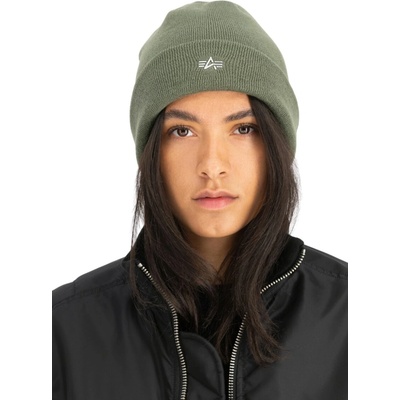 Alpha Industries Metal Logo Beanie sage green zelená