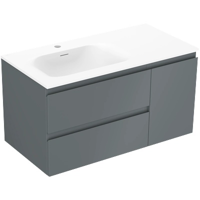 Mexen Orio шкафче за баня 90 см с мивка Vela лява, 2 чекмеджета, 1 врата, графит мат/бяло мат - 91A13-09047-3-BBFFF66-W23L01 (91A13-09047-3-BBFFF66-W23L01)