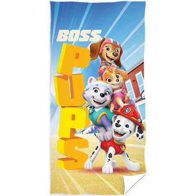 Carbotex Plážová osuška Tlapková patrola Paw Patrol motiv Boss Pups 70 x 140 cm