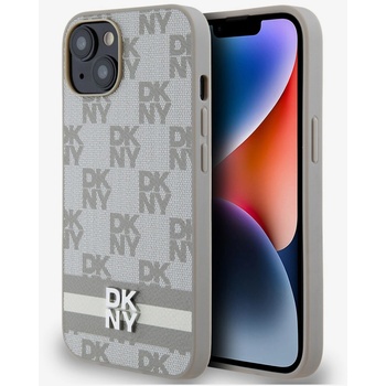 DKNY Заден капак от карирана кожа с шарка и райе за iPhone 14 Beige DKNY DKNY | Bezhov | ЖЕНИ | UNI