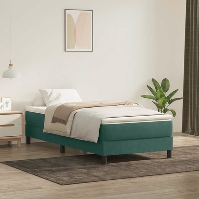 vidaXL Postel Boxspring bez matrace tmavě zelená samet