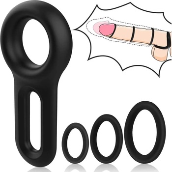 Image 1 of Paloqueth Silicone Stretchy Cock Rings Set Black 4 pack