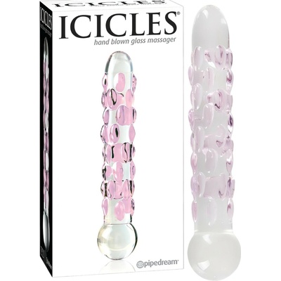 Icicles No. 7 skleněné dildo s perlami