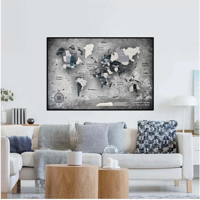 Enjoy the Wood 3D nástěnný obraz Panel World Map Single Nordik Concrete M