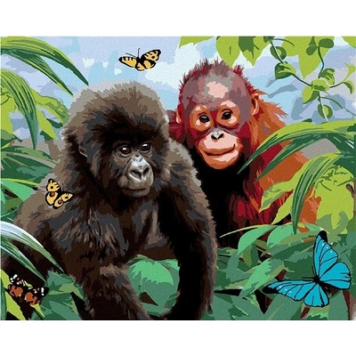 zuty Malování podle čísel Orangutan a malá gorila Howard Robinson 80 x 100 cm vypnuté plátno na rám