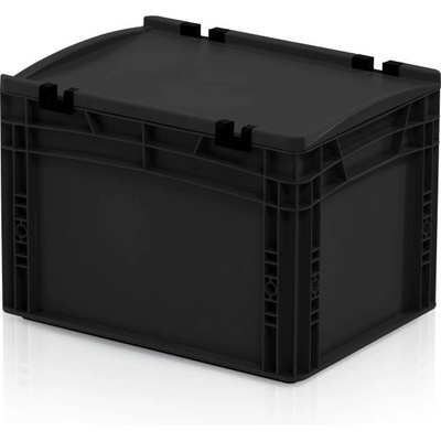 TBA Plastová ESD Euro přepravka 400 x 300 x 270 cmmm s víkem plný úchyt