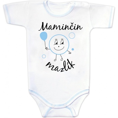 Baby Nellys Body krátky rukáv s vtipným textom Maminčin mazlík