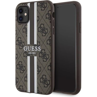 GUESS Кейс Guess GUHMN61P4RPSW за iPhone 11 / Xr, кафяв / кафяв, твърд, 4G Printed Stripes MagSafe (GUE002833-0)