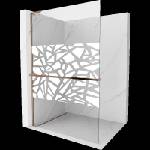 Mexen Kioto+ L душ преграда с рафт Walk-in 70 x 200 cm, бял мотив, розово злато - 800-070-123-60-85 (800-070-123-60-85)