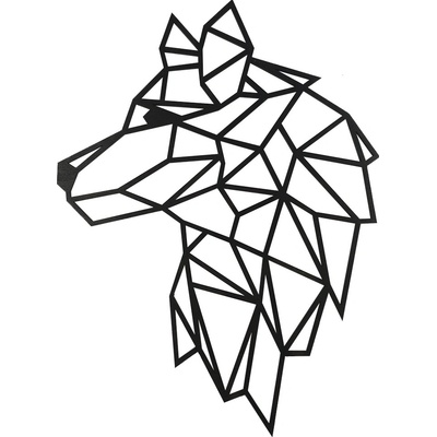 Amadea dřevěná dekorace hlava vlka na zeď černá 21 cm český výrobek