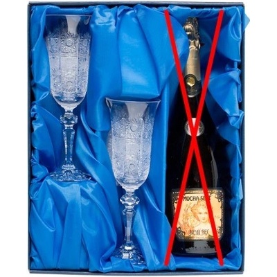 Bohemia Crystal Šampus set lahev sektu a 2 ks broušených skleniček 150 ml