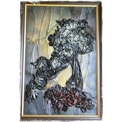 ZIMOLEZ - obraz z kůže, koláže, lepení, dřevěné rámy, ruční práce