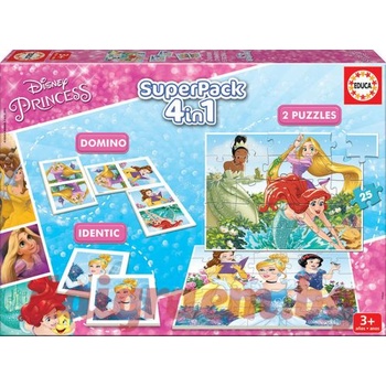 Educa Superpack EDUCA 17198 - Пъзел 2 х 25 части + Мемо игра + Домино - Дисни принцеси (EDU17198)