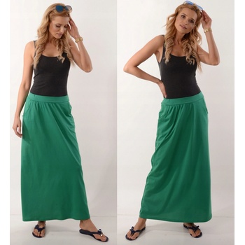 Fashionweek Italská pohodlná dlouhá mikinová sukně s kapsami MAXI ZIZI267 zelená