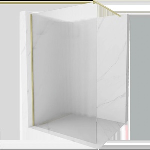 Mexen Kioto стена за душ тип Walk-in 140 x 200 см, ивици 8 мм, златно четкано - 800-140-101-55-09 (800-140-101-55-09)