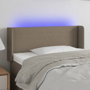 vidaXL LED горна табла за легло, таупе, 93x16x78/88 см, плат (3122942)