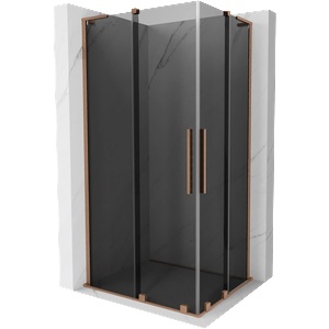 Mexen Velar L Duo плъзгаща се душ кабина 90 x 80 см, графит, четкована мед - 871-090-080-02-43-65 (871-090-080-02-43-65)