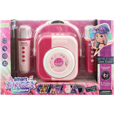 Karaoke sada se 2 bluetooth mikrofony růžová
