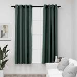 Pure Line Home Завеси с ленена текстура в цвят зелен с метални халки, 2 бр. , 140 x 175 см