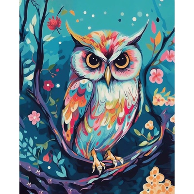 ZUTY Obrazy na stenu - Farebná sova v noci Rámovanie: bez rámu a bez vypnutia plátna, Rozmer: 40x50 cm