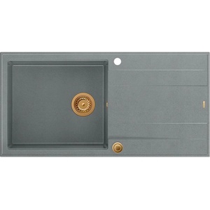 Quadron Unique Evan 146 XL вградена композитна мивка сиво-медна 100x50 см (HCQE10050U5_PVDC1_P2O) Мивка за вграждане