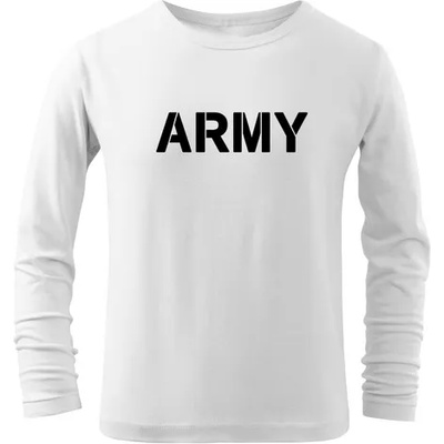 DRAGOWA детска тениска с дълъг ръкав Army, бяла (7184)