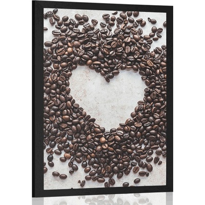 Plakát srdce z kávových zrn - 40x60 black