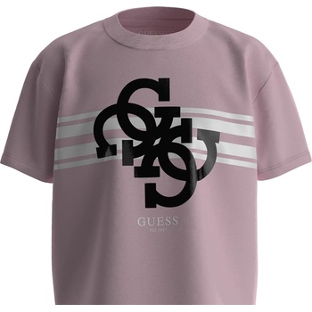 Image 1 of GUESS Къса тениска за момиче в розово с черно лого Guess