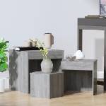 vidaXL Стифиращи маси, 3 бр, сив сонома, инженерно дърво (815226)
