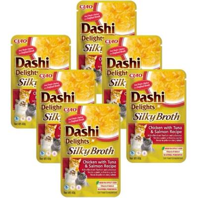 Dashi Delights Silky Broth s kuřecím masem tuňákem a lososem 6 x 40 g