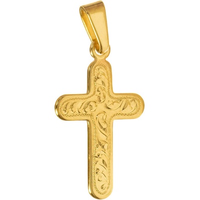 Argento Pozlacený stříbrný přívěsek křížek s ručním gravírem 85829