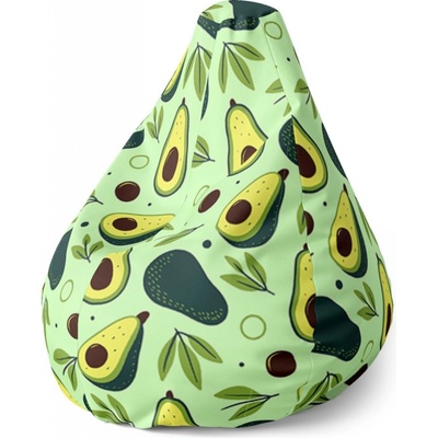Sablio sedací vak Pear kreslené avokádo 140 x 100 x 25 cm