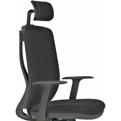 Dawon Мениджърски стол Dawon G1, до 136кг, дамаска/мрежа, полипропиленова база, синхронен механизъм, коригиране на височината и облегалката за глава, лумбална опора, сив