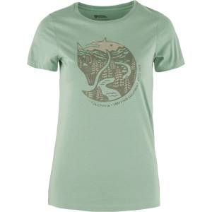 Fjällräven Дамска тениска Fjällräven Women's Arctic Fox Print T-shirt - Misty Green - размер XXS (116-4547-0910)