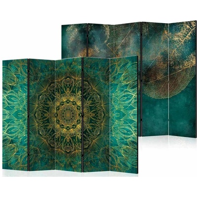 Fabulo paraván 5 dílný Zlatá mandala Zlaté listy 172 x 225 cm odlišný design na jednotlivých stranách