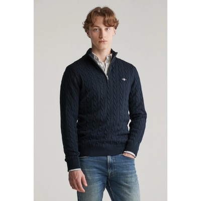 Gant Cotton Cable Half Zip Evening Blue