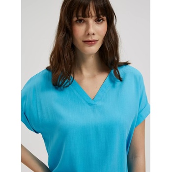 Moodo Блуза с V-образно деколте от синя вискоза Moodo Moodo | Sin | ЖЕНИ | 46