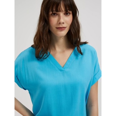 Moodo Блуза с V-образно деколте от синя вискоза Moodo Moodo | Sin | ЖЕНИ | 46