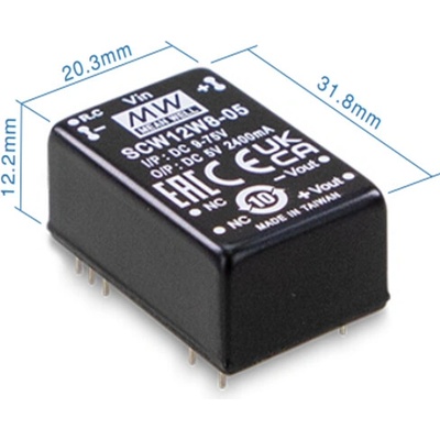 Mean Well SCW12W8-05 Měnič DC/DC modulový 12W 5V