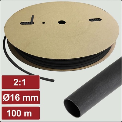 Electronic Garage EG25CA009 zmršťovacia bužírka bez lepidla čierna 16 mm 8 mm Pomer zmrštenia:2:1 100 m