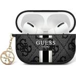 Guess GUA2P4RPSK калъф за AirPods 1/2 черен с щамповани ивици 4G Charm