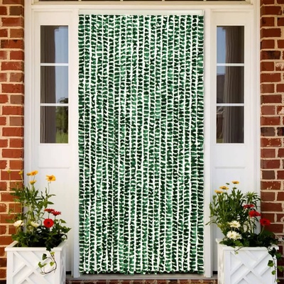 vidaXL Ресни за врата против мухи, зелено и бяло, 100x230 см, шенил (377386)