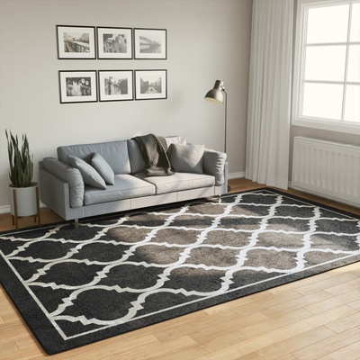 vidaXL Перящ се килим, черно и бяло, 190x300 см, противоплъзгащ (136607)
