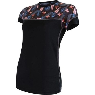 Sensor Merino IMPRESS krátke čierna/floral dámsky