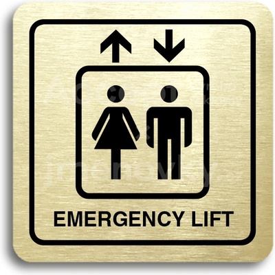 ACCEPT Piktogram emergency lift - zlatá tabulka - černý tisk