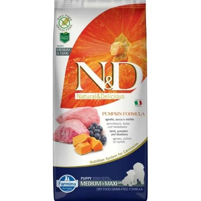 N&D Grain Free Dog Puppy Medium Maxi Lamb & Blueberries With Pumpkin 12 kg