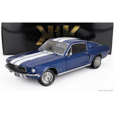Kk-scale Ford usa Mustang Gt Fastback Coupe 1968 Modrá Bílá 1:12