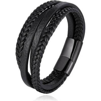 Daniel Dawson pánský kožený náramek Moretti Black NR2261-PH0005C/21 Černá